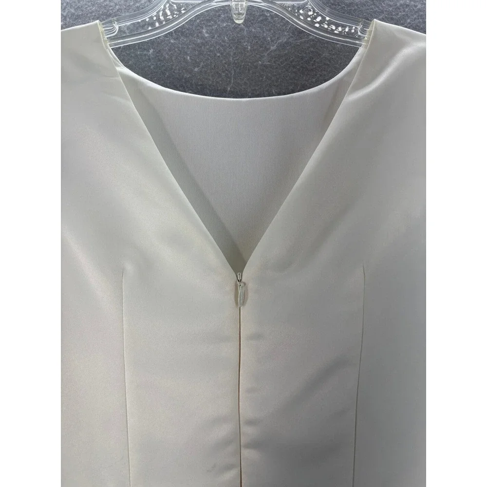 UDT Fashion Un Deux Trois Dress Kids 16 Ivory Satin Fit Flare Sleeveless V-Back